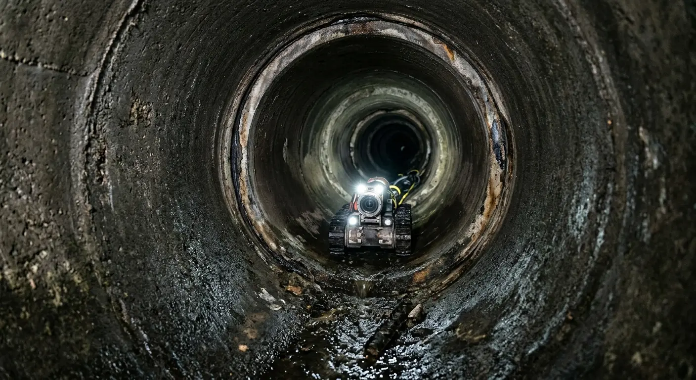 Robotic sewer camera inspecting pipe interior for Sewer Line Cleaning in Mulvane